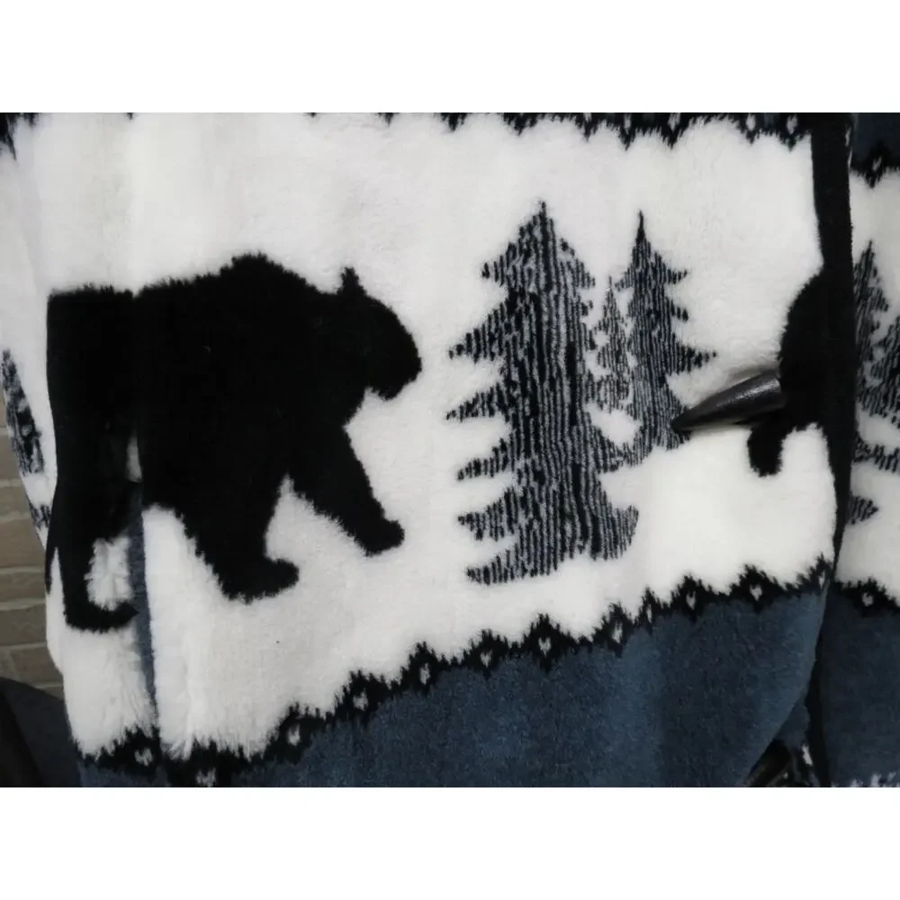 Nordic Lights Sz Large Blue Bear Fleece Reversible Jacket Coat Hooded w/Tags - Picture 2 of 8